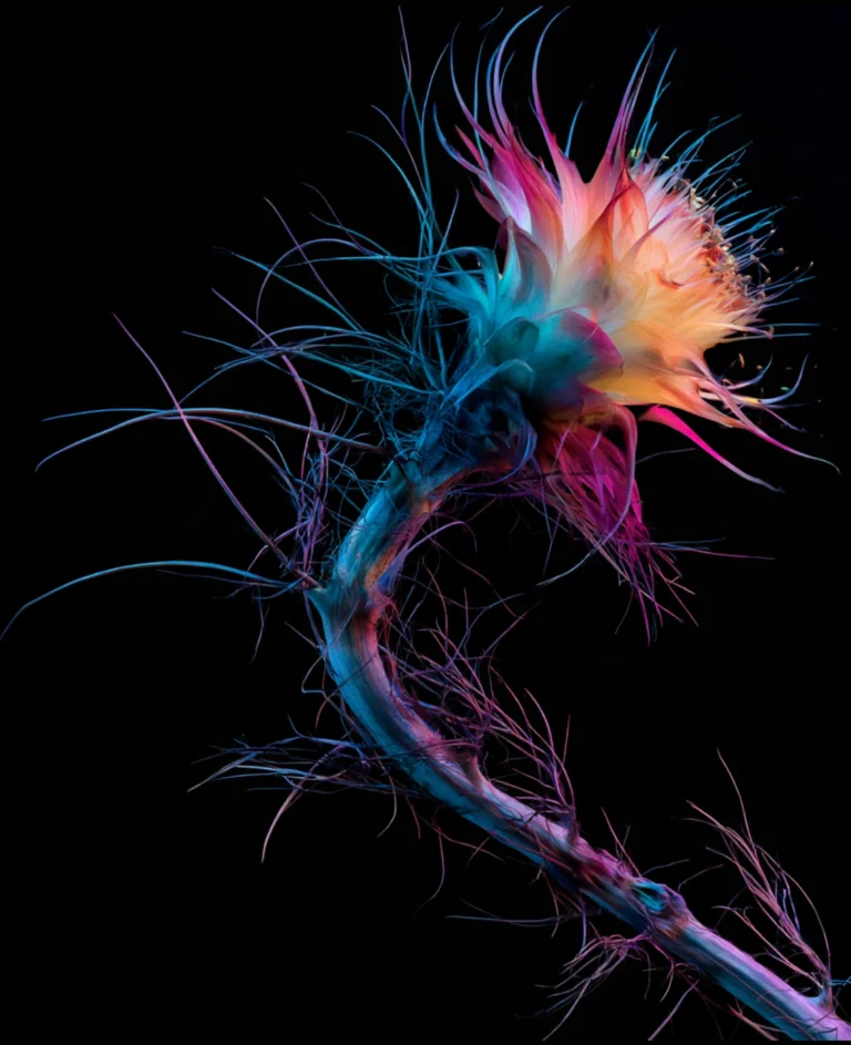 A brghtly coloured, alien-looking flower