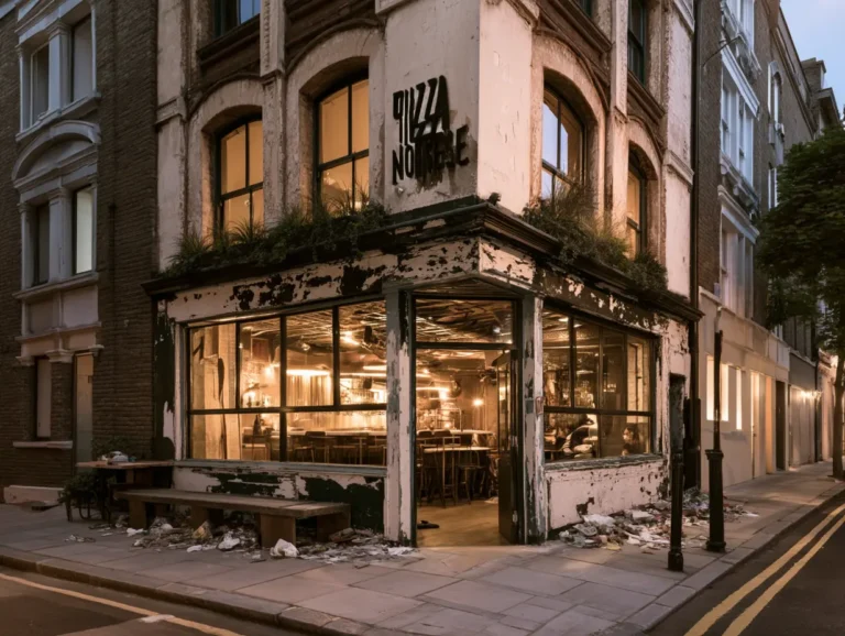 Pizza Nonsense Italian restaurant - neglected, grubby and empty
